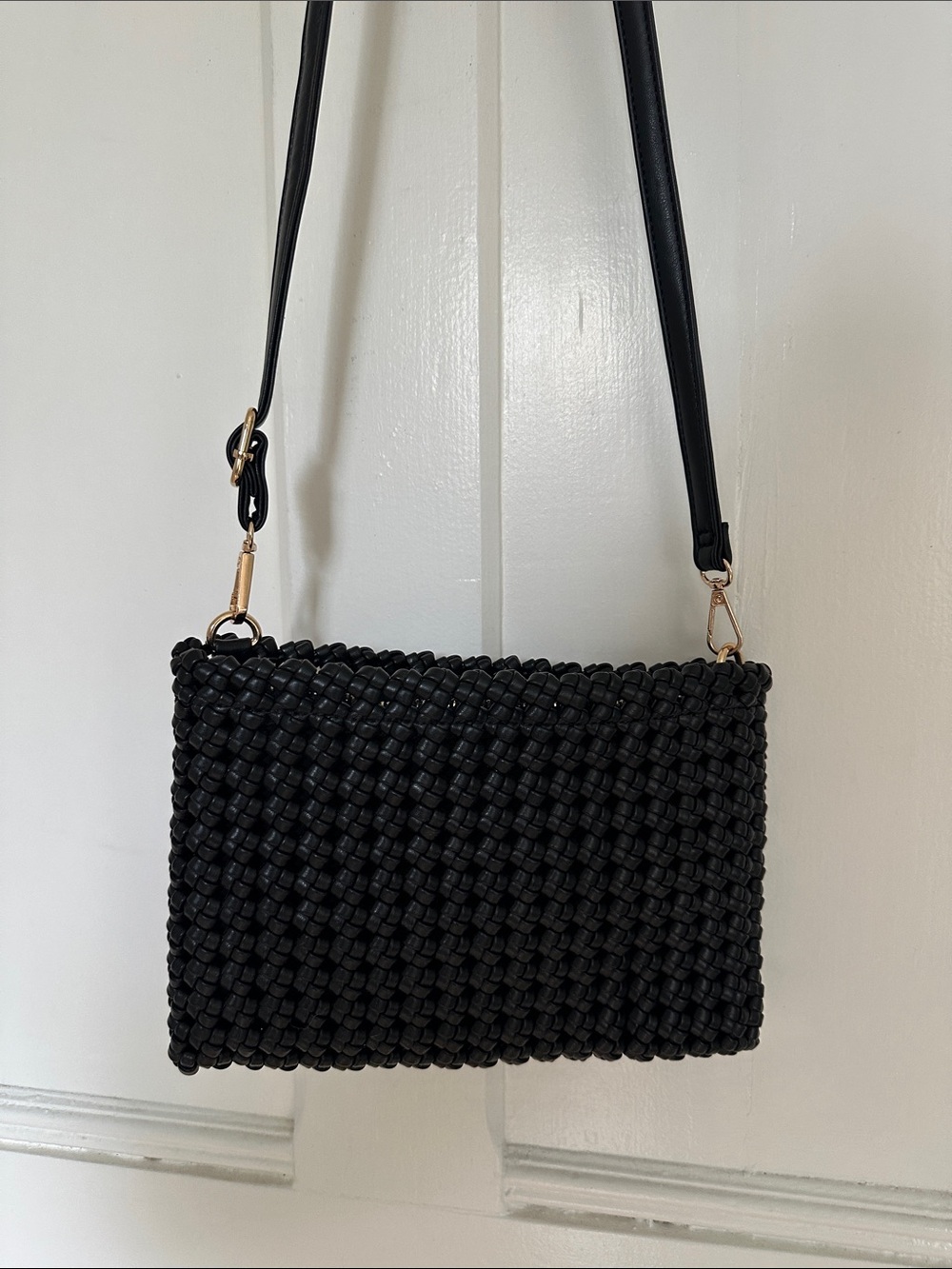 Anthropologie Black Woven Crossbody Bag